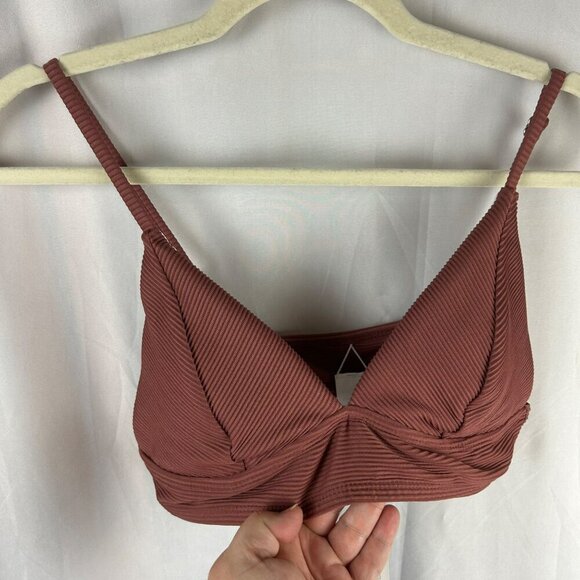 NEW Cupshe Ribbed Triangle 2 Piece Bikini Women Medium Brown Solid Vacation - Picture 6 of 13